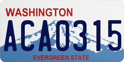 WA license plate ACA0315