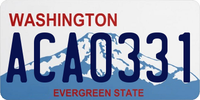 WA license plate ACA0331