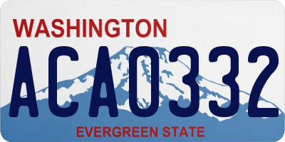 WA license plate ACA0332