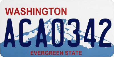 WA license plate ACA0342