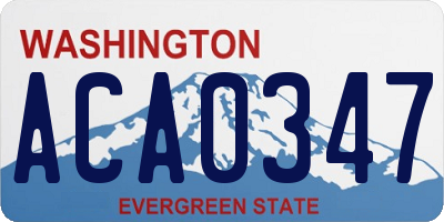 WA license plate ACA0347