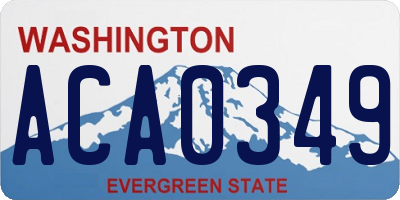 WA license plate ACA0349
