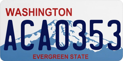 WA license plate ACA0353