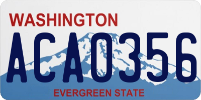 WA license plate ACA0356