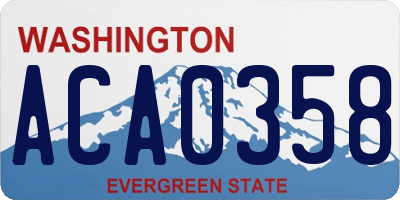 WA license plate ACA0358
