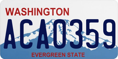WA license plate ACA0359