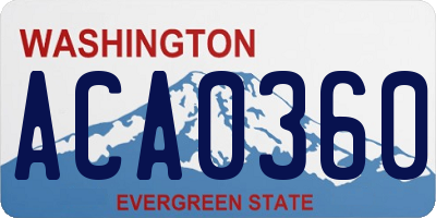 WA license plate ACA0360