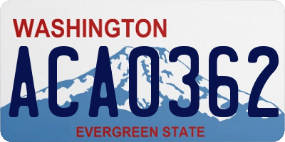 WA license plate ACA0362