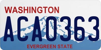 WA license plate ACA0363