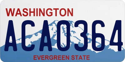 WA license plate ACA0364