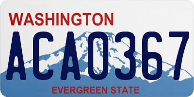 WA license plate ACA0367