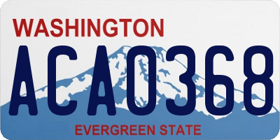 WA license plate ACA0368