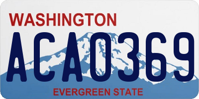 WA license plate ACA0369