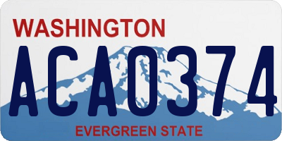WA license plate ACA0374