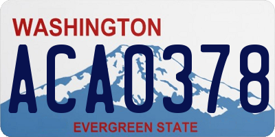 WA license plate ACA0378