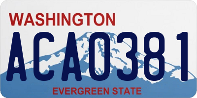 WA license plate ACA0381