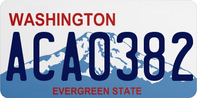 WA license plate ACA0382
