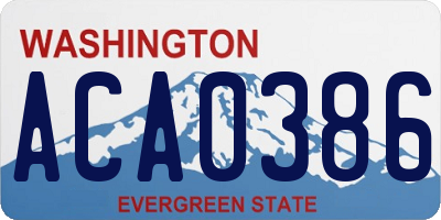 WA license plate ACA0386
