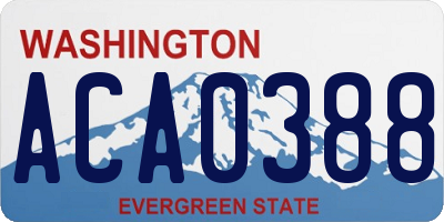 WA license plate ACA0388
