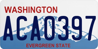 WA license plate ACA0397