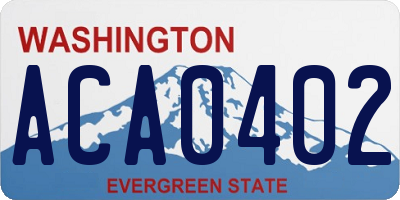 WA license plate ACA0402