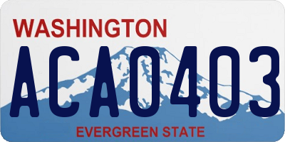 WA license plate ACA0403