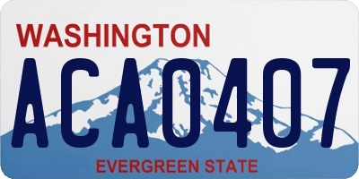 WA license plate ACA0407