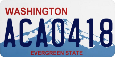 WA license plate ACA0418
