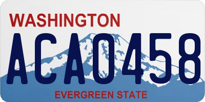 WA license plate ACA0458
