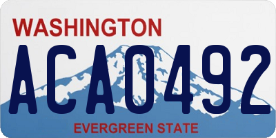 WA license plate ACA0492