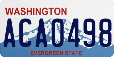 WA license plate ACA0498