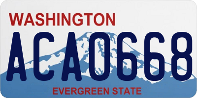 WA license plate ACA0668