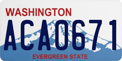 WA license plate ACA0671