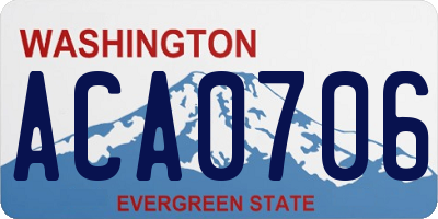 WA license plate ACA0706
