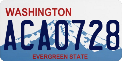 WA license plate ACA0728