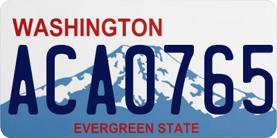 WA license plate ACA0765