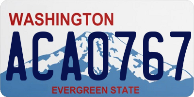 WA license plate ACA0767