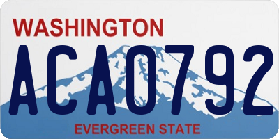 WA license plate ACA0792
