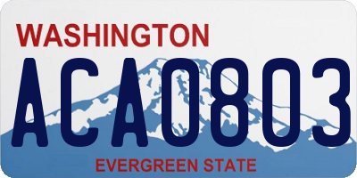 WA license plate ACA0803