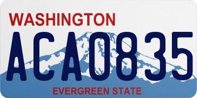 WA license plate ACA0835
