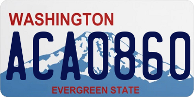 WA license plate ACA0860