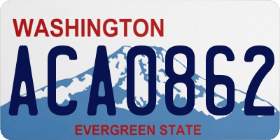 WA license plate ACA0862