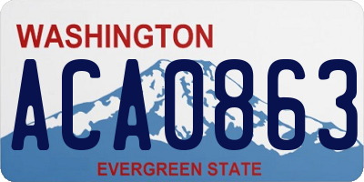 WA license plate ACA0863