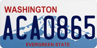 WA license plate ACA0865
