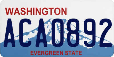 WA license plate ACA0892