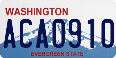 WA license plate ACA0910