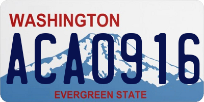 WA license plate ACA0916