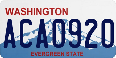 WA license plate ACA0920