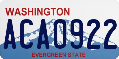 WA license plate ACA0922
