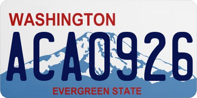 WA license plate ACA0926